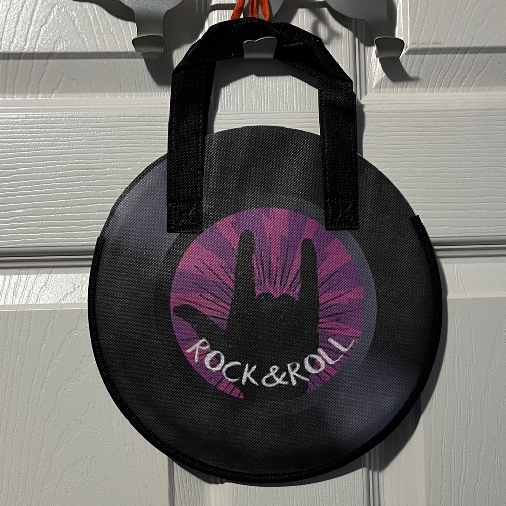 New Tote Bag Record Black/Purple Rock & Roll Retro 60s Funky Canvas Bag Small